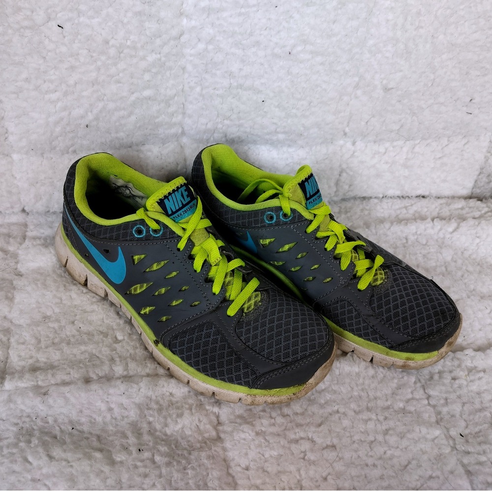 Nike Flex 2013 Run Mesh Running Shoes Grey Neon Lime 580440-012
